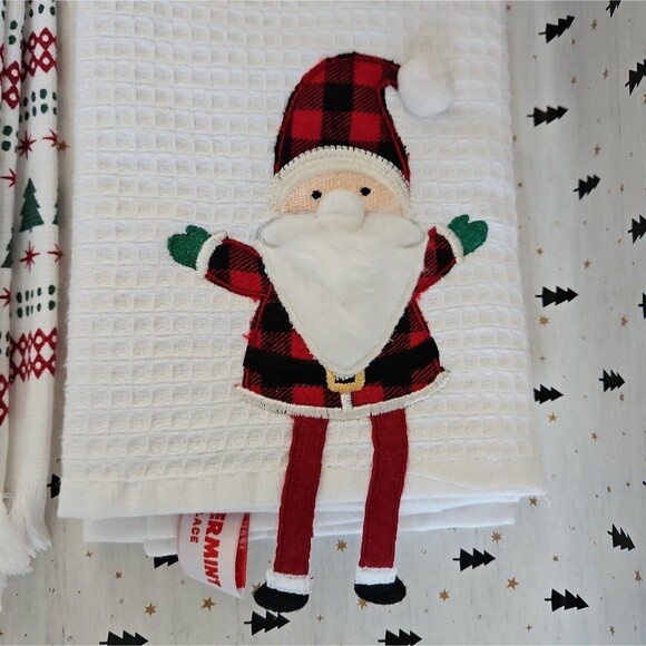 North Spruce Lane and Peppermint Place Christmas Kitchen Towels Santa/Trees - Picture 2 of 7
